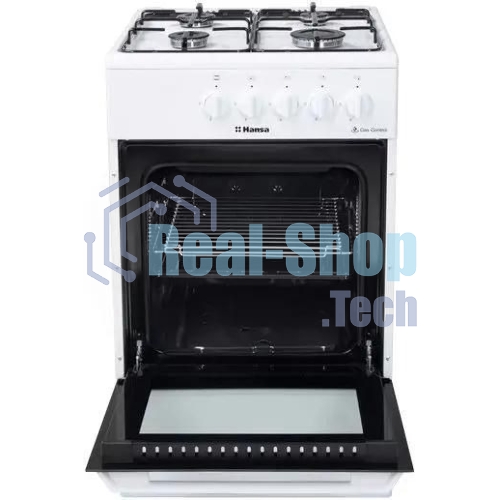 Плита газовая Hansa FCGW510029A белый, конфорок 4 газовых, духовка 53 л, 50 см x 85 см x 57 см