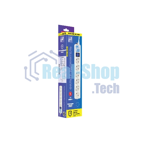 Фильтр-удлинитель PC PRO, 3 м, 6 р, белый, 16А, SPL6-16-P-3M