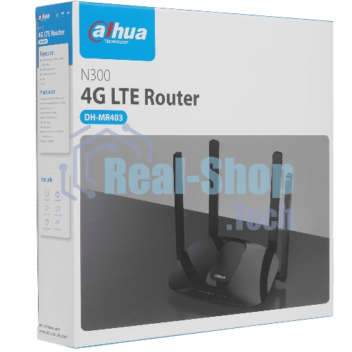 Роутер Dahua DH-MR403/до 300 Мбит/2,4 ГГц/1 порт WAN/3 порта LAN/слот для SIM-карты/черный (DH-MR403)
