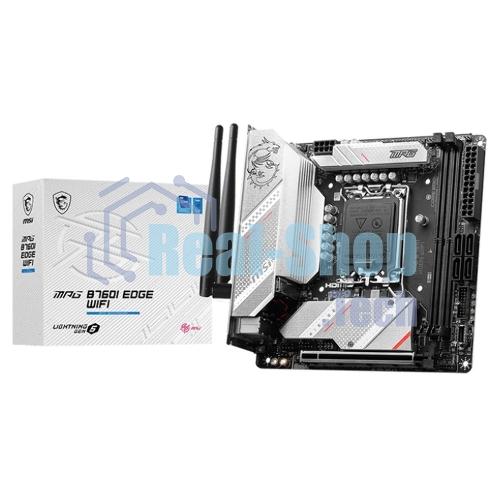 Материнская плата MSI MPG B760I EDGE WIFI, LGA 1700, Intel B760, 2xDDR5, 4xSATA, 2xM.2, 1xPCIe 5.0 x16, 1xHDMI, 1xDP, 1x 2.5Gb LAN, 4xUSB-A 3.2 Gen 1, 1xUSB-A 3.2 Gen 2, 2xUSB-A 2.0, 1xUSB-C 3.2 Gen 2, 3x3.5 мм, 7.1, Mini-ITX