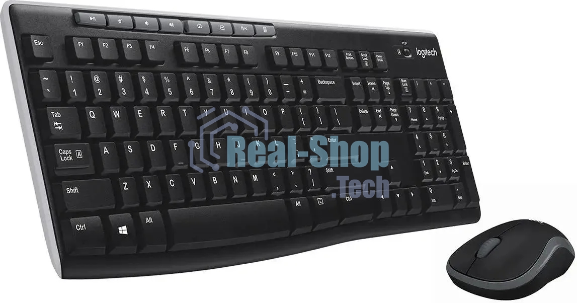 Комплект клавиатура+мышь Logitech MK270 беспроводной, USB, 1000 DPI, чёрный (неоригинальная гравировка)