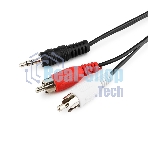 Кабель аудио Cablexpert CCA-458-10M-N, Jack 3.5(M)/2xRCA, 10м, черный, пакет