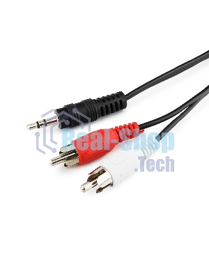 Кабель аудио Cablexpert CCA-458-10M-N, Jack 3.5(M)/2xRCA, 10м, черный, пакет
