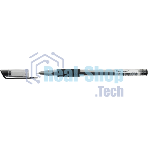 Ручка гелевая Silwerhof Eco Max, d=0.5мм, черные чернила, коробка картонная, сменный стержень, линия 0.3мм, резиновая манжета