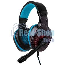 Наушники с микрофоном Оклик HS-L400G ZEUS черный/синий 2.2м мониторные оголовье