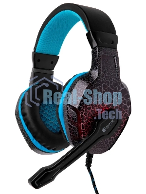 Наушники с микрофоном Оклик HS-L400G ZEUS черный/синий 2.2м мониторные оголовье