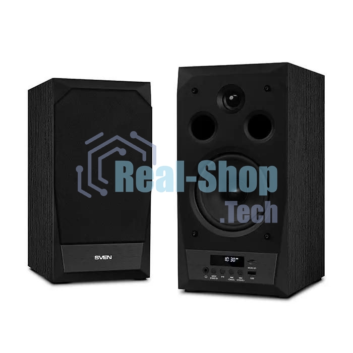Акустическая система 2.0 SVEN MC-20, черный, мощность 2x45Вт (RMS), FM-тюнер, USB/microSD, дисплей, пульт ДУ, Bluetooth, Optical SVEN MC-20, черный, акустическая система 2.0, мощность 2x45Вт (RMS), FM-тюнер, USB/microSD, дисплей, пульт ДУ, Bluetooth, Optical