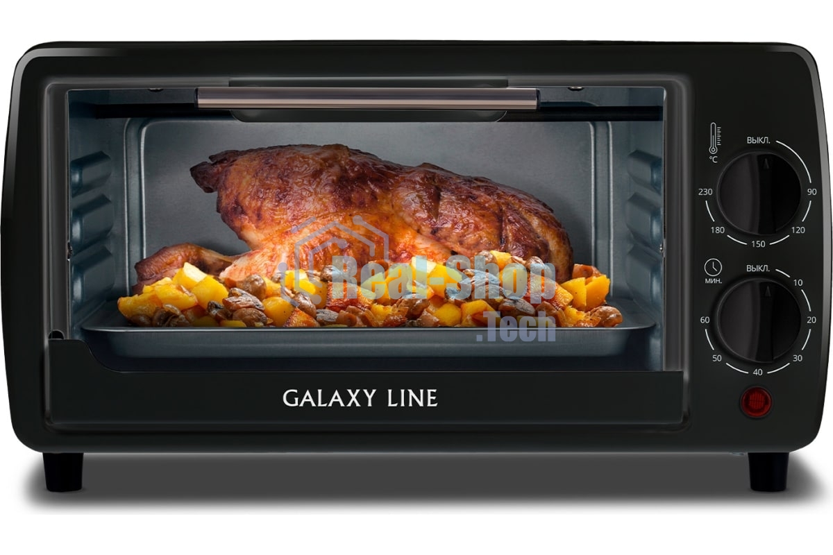 Мини-печь Galaxy Line GL 2625, черный, 8 л, 1000 Вт, таймер на 60 минут, индикатор работы, автоотключение