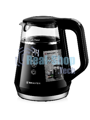 Электрочайник BRAYER BR6105 черный, 1.0 л, 1100 Вт, скрытый нагревательный элемент, поддержание температуры