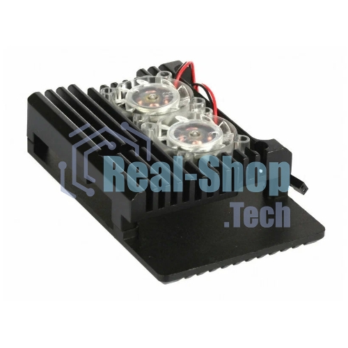 Корпус Qumo Aluminum case with double Transparent fans, Raspberry Pi 4, black(RS012)