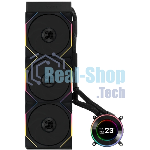 Система жидкостного охлаждения Lian-Li HydroShift II LCD-C 360TL ARGB Soc-AM5/AM4/1700/1851 черный 4-pin 33dB Al+Cu LCD Ret (G89.GHS2LCD36TB.R0)