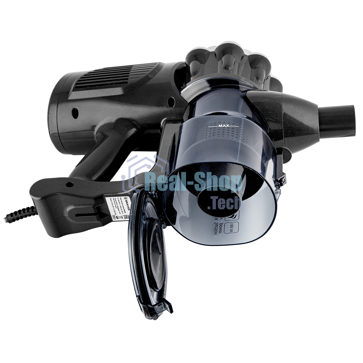 Пылесос вертикальный Brayer BR4269 черный, питание от сети, 185 Вт, уборка сухая, пылесборник 0,8 л