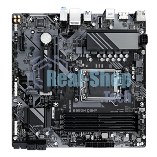 Материнская плата Gigabyte B650M D3HP, AM5, AMD B650, 4xDDR5, 4xSATA, 2xM.2, 1xPCI-E 4.0 x16, 1xPCI-E x1, 1xHDMI, 2xDP, 1x 2.5Gb LAN, 3xUSB-A 3.2 Gen 1, 2xUSB-A 2.0, 1xUSB-C 3.2 Gen 1, 3x3.5 мм, 7.1, Micro-ATX