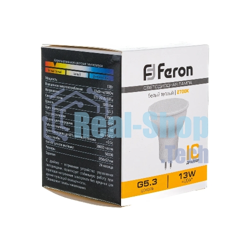 Лампа светодиодная FERON LB-960 (38188) 13 вт 230в G5.3 теплый