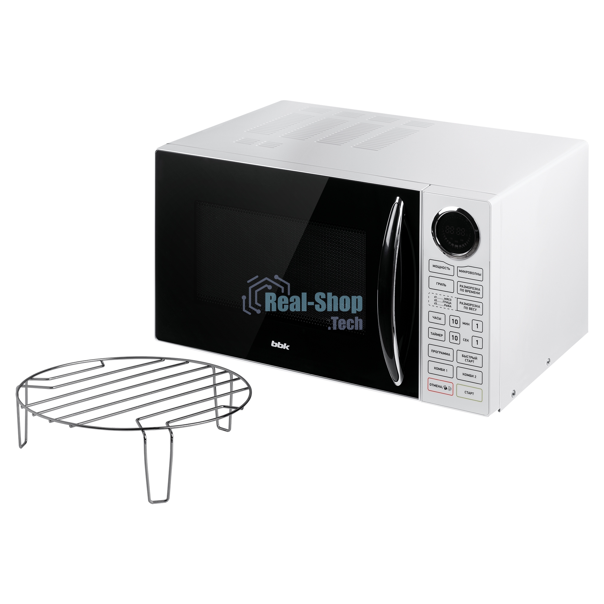 Микроволновая печь BBK 23MWG-930S/BW белый/черный, 23 л, 900 Вт, переключатели - сенсор