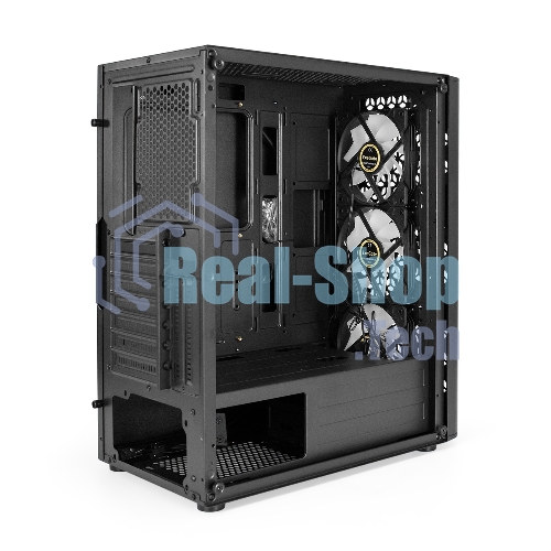 Компьютерный корпус Miditower ExeGate EVO-9202 (ATX, без БП, с окном, 1*USB+1*USB 3.0, аудио, 3 вент. 12см с RGb подсветкой)