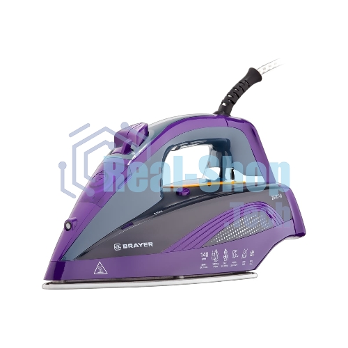 Утюг BRAYER BR4001 фиолетовый/серый, 2600 Вт, 25 г/мин, 140 г/мин, 360 мл