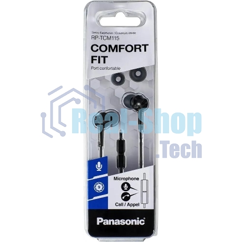 Проводные наушники Panasonic RP-TCM115GCK черный, внутриканальные, Jack 3.5 мм