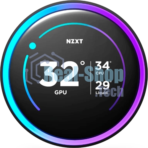 Система жидкостного охлаждения для ПК/Water Cooling System NZXT Kraken Elite 280 RGb (250W, 280мм, LED temp., Black/Fans: 2x140мм, 98.61CFM, 34.5dBA, 2000RPM/Pump height 65мм, 2800RPM, Rad thickness 27мм/S: 1851, 1700, 1200, 115X, AM5, AM4)