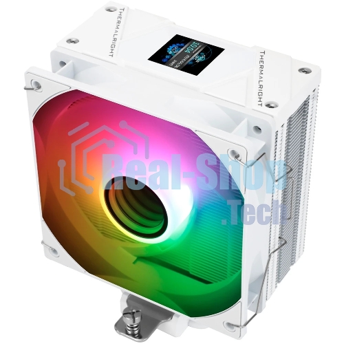 Кулер для процессора Thermalright Assassin Spirit 120 Vision ARGB White (4-pin PWM, LED temp., 154mm, Al/Cu, 4x6mm, ARGB, 1x120mm, 66.17CFM, 25.6dBA, 1500RPM, S: 1851/1700/1200/115X, AM5/AM4, white)