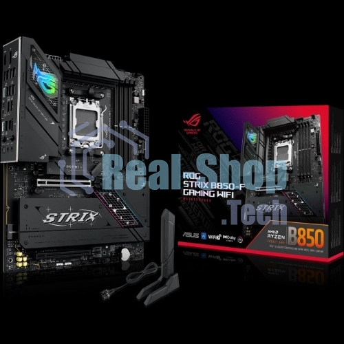 Материнская плата ASUS ROG STRIX B850-F GAMING WIFI, AM5, AMD B850, 4xDDR5, 2xSATA, 4xM.2, 1xPCIe 5.0 x16, 1xPCIe 4.0 x16, 1xPCIe x4, 1xDP, 1xHDMI, 1x2.5Gb LAN, 1xUSB-C 20Gbps, 1xUSB-C 10Gbps, 3xUSB-A 10Gbps, 4xUSB 5Gbps, 4xUSB 2.0, 3x3.5 мм, 7.1, ATX