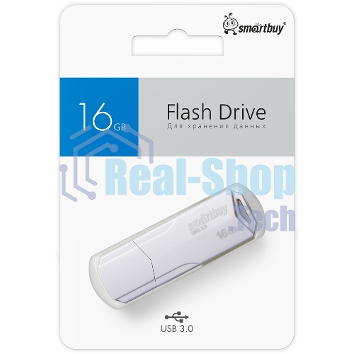 Флешка USB Smartbuy CLUE white (SB16GbCLU-W3), 16Gb, USB 3.0/3.1, R/W 70/25, белый