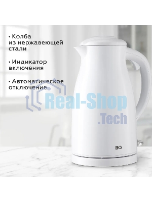 Электрочайник BQ KT1709S белый, 1.5 л, 1800 Вт, скрытый нагревательный элемент