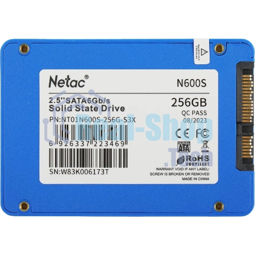 Накопитель SSD Netac N600S, 256Gb, SATA III, 2.5