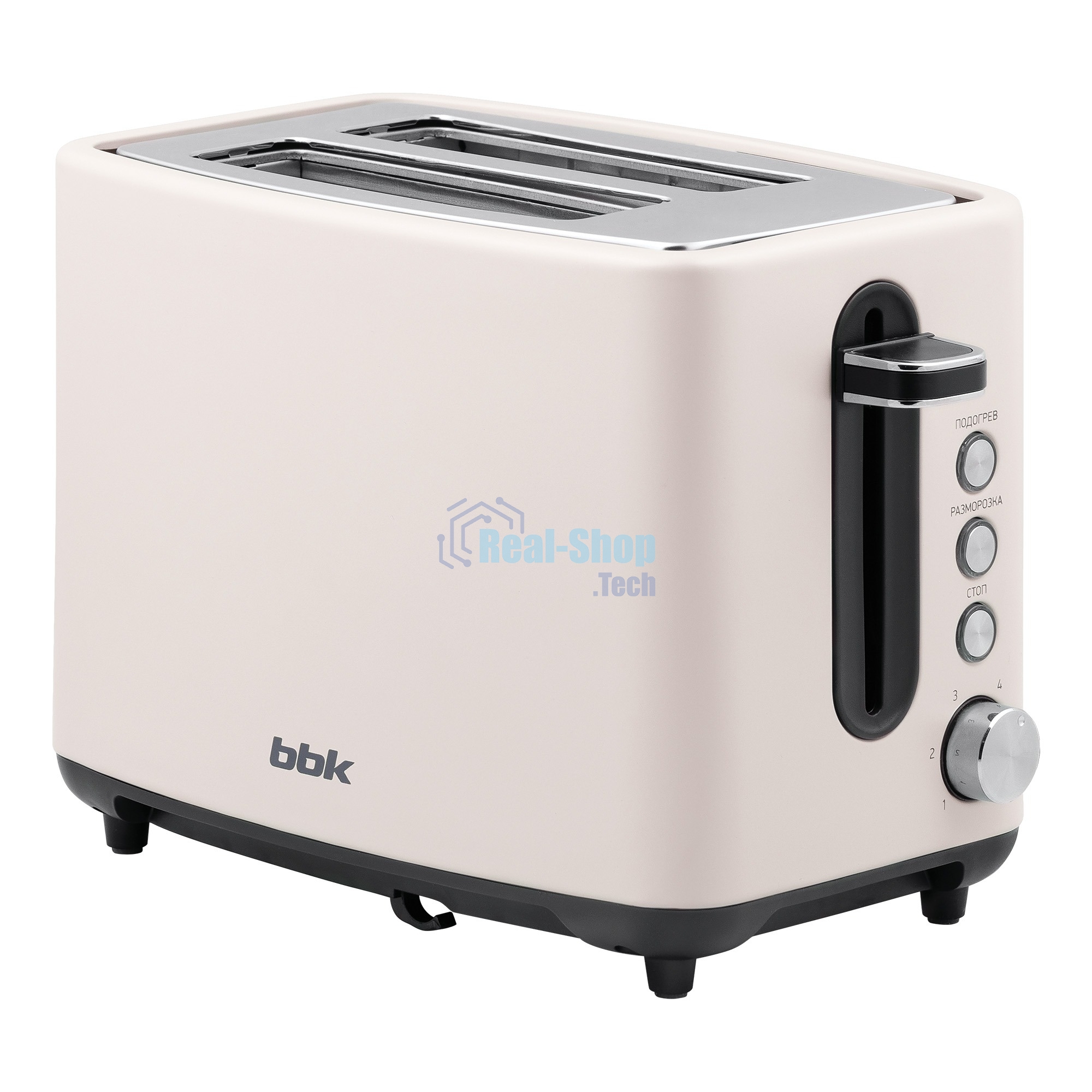 Тостер BBK TR84 молочный, 950 Вт, 2 слота