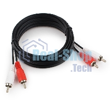 Кабель аудио Cablexpert CCA-2R2R-3M-N, 2xRCA/2xRCA, 3м, черный, пакет