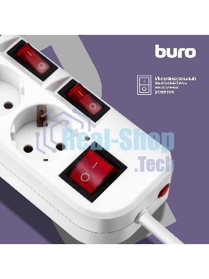 Сетевой фильтр Buro 500SH-3-SW-W 3 м, 5 розеток, белый, коробка