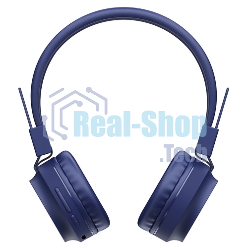 Беспроводные/проводные наушники Hoco W25 синий, полноразмерные, Bluetooth + проводной, до 12 ч.
