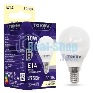 Лампа светодиодная TOKOV ELECTRIC 10Вт G45 3000К Е14 176-264В