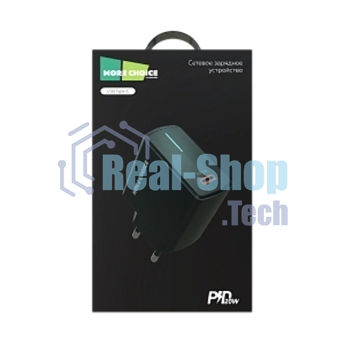 Сетевое зарядное устройство MORE CHOICE (4610196409936) NC60 1USB-C 3.0A PD 20W быстрая зарядка черный