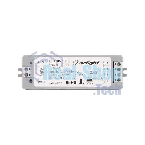 Диммер SMART-D3-DIM (12-24V, 8A, 2.4G) (IP20 Пластик, 5 лет)