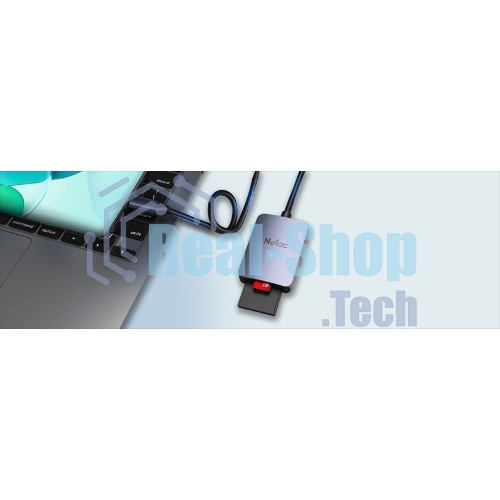 Кард-ридер Netac Flash WK12/серый/SD/SDHC/SDXC/microSD/microSDHC/microSDXC/USB 3.0 Type-C/пластик