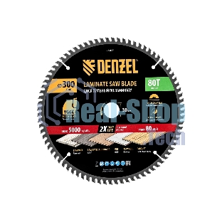 Пильный диск по ламинату Denzel ф300 х 30 мм, 80 зубьев