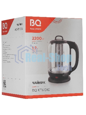 Электрочайник BQ KT1701G черный, 1.7 л, 2200 Вт, скрытый нагревательный элемент, поддержание температуры