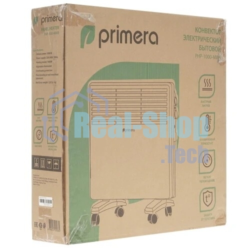 Конвектор электрический Primera PHP-1000-MWB, белый, 1000 Вт, 15 м2, термостат