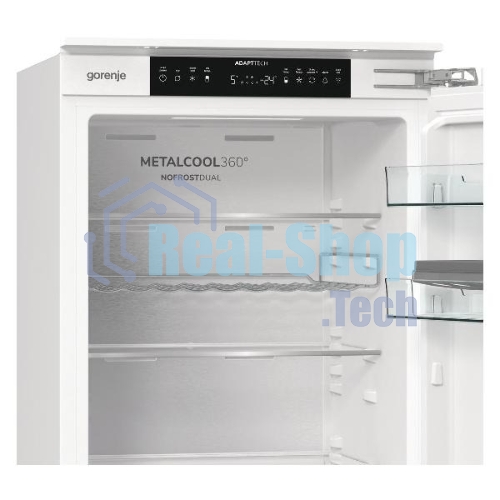 Встраиваемый холодильник Gorenje NRKI517E82WF, полезный объем 244 л, электронное управление, цифровой дисплей, автоматическое размораживание No Frost, быстрое замораживание, интенсивное охлаждение, зона свежести с контролем влажности, инверторный компрессор, энергоэффективность А+