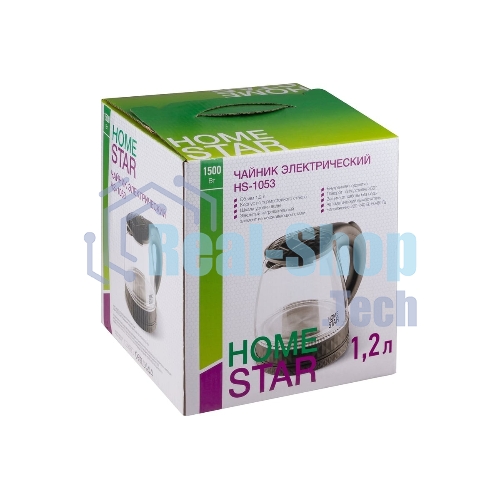 Чайник электрический Homestar HS-1053 1.2 л, стекло/пластик, черный