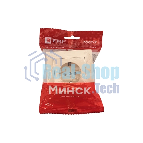 Розетка EKF Минск ERR16-028-200 1-м СП 16А IP20 с заземлением, с защитными шторками, бежевый