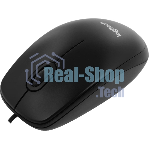 Мышь проводная Logitech B100 черный, 1000 dpi, USB, кнопки - 3