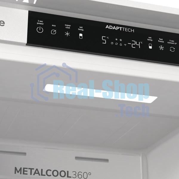 Встраиваемый холодильник Gorenje NRKI517E82WF, полезный объем 244 л, электронное управление, цифровой дисплей, автоматическое размораживание No Frost, быстрое замораживание, интенсивное охлаждение, зона свежести с контролем влажности, инверторный компрессор, энергоэффективность А+