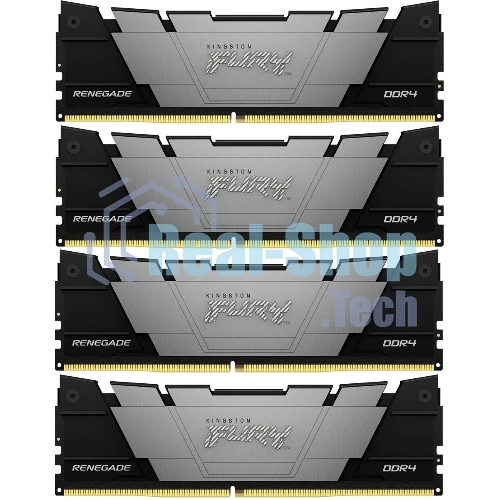 Оперативная память Kingston Fury Renegade, 64Gb (4x16GB), DDR4, 3600MHz, CL16, DIMM, с радиаторами, серый/черный