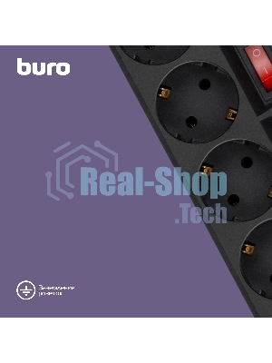 Сетевой фильтр Buro 500SH-5-SW-B 5 м, 5 розеток, черный, коробка