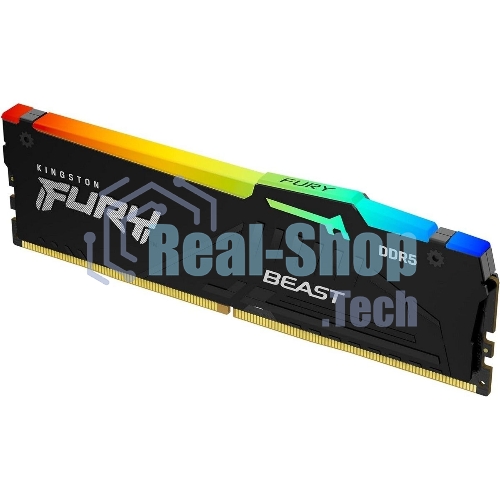 Оперативная память Kingston Fury Beast, DDR5, 16Gb (1x16GB), 6000MHz, CL36, DIMM, с радиатором, RGB, черный