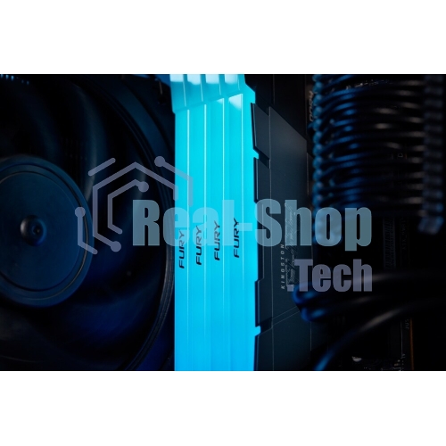Оперативная память Kingston Fury Renegade, DDR4, 16GB (1x16GB), 3200MHz, CL16, DIMM, с радиатором, RGB, серебристый/черный