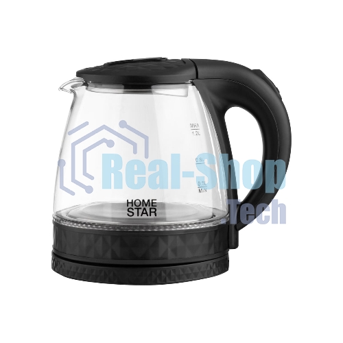 Чайник электрический Homestar HS-1053 1.2 л, стекло/пластик, черный