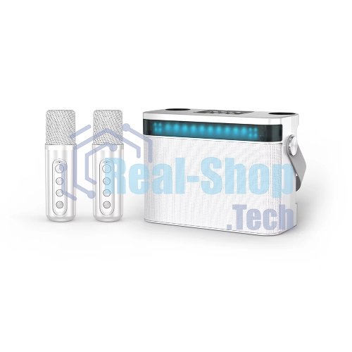 Переносная караоке система TRS2403 iconBIT K902W Колонка 10Вт, 2 микрофона Bluetooth, световые эффекты, аккумулятор в колонке 3000mAh и микрофонах, 22.3*9.6*15.7CM, белый